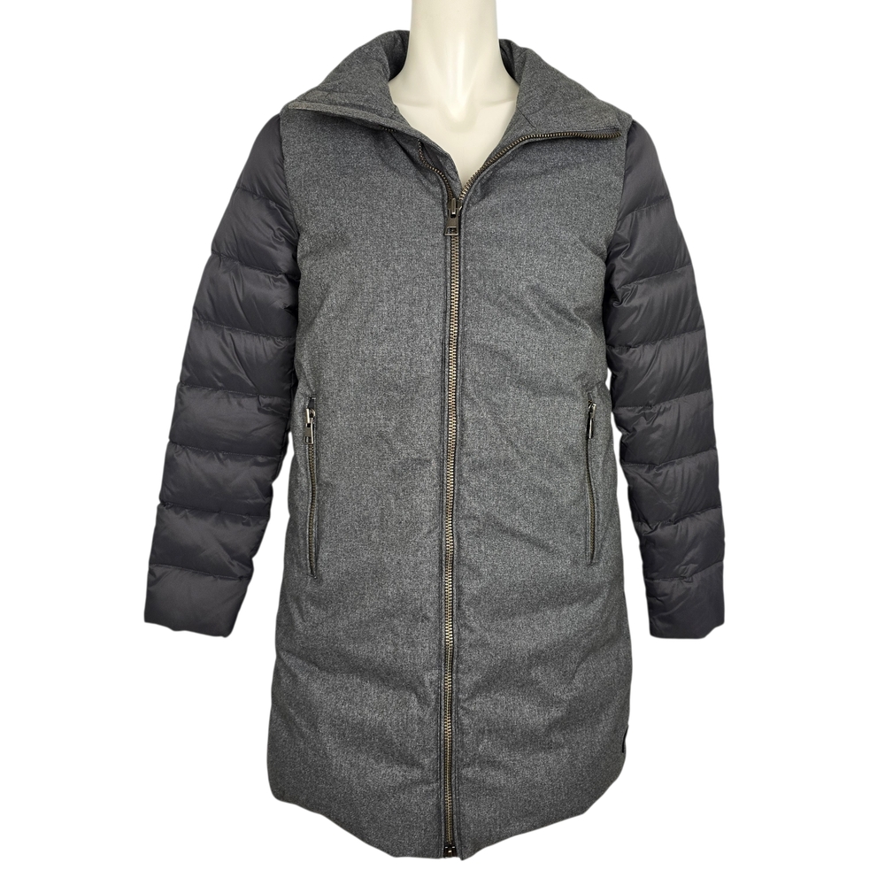 MPG Women's Long Down Fill Puffer Parka Long Winter Coat Charcoal Grey M